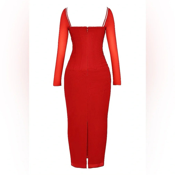 House of CB Katarina Scarlet Long Sleeve Maxi Dress - Picture 3 of 14